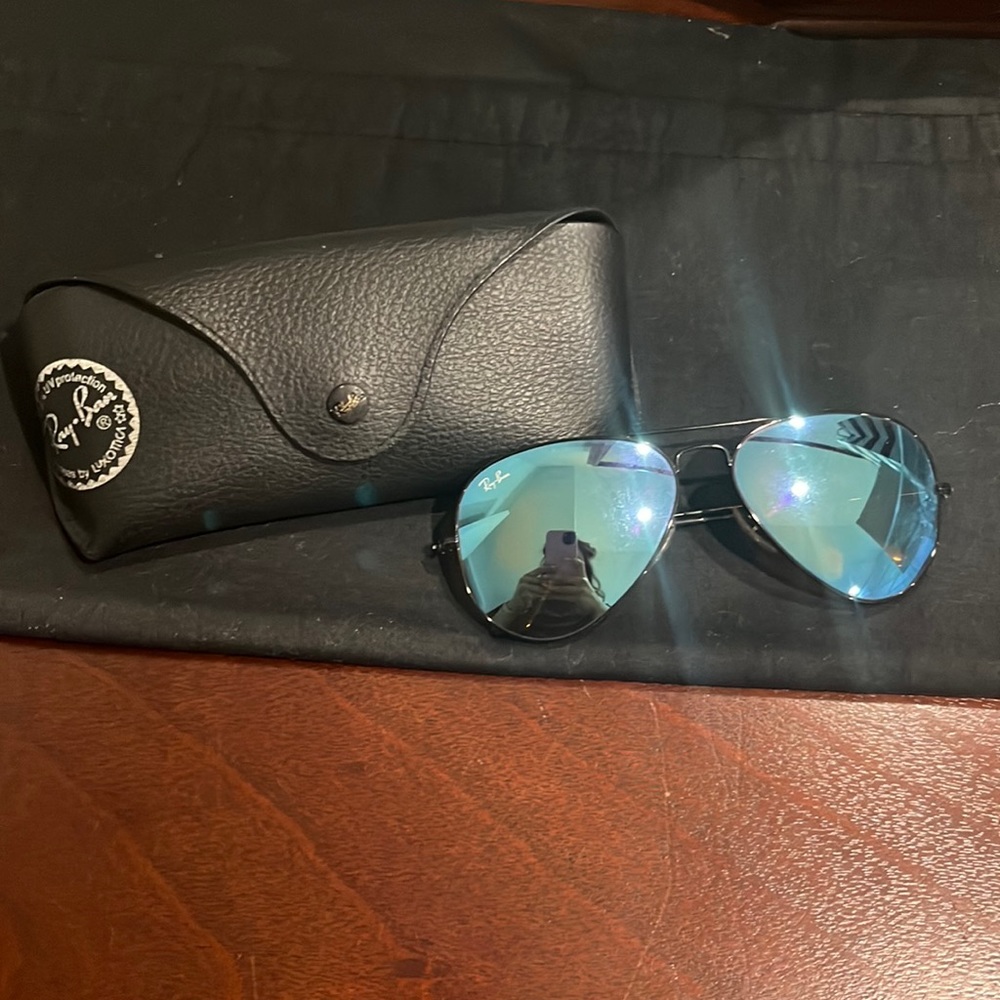 Authentic Blue Aviator Ray-Ban Sunglasses